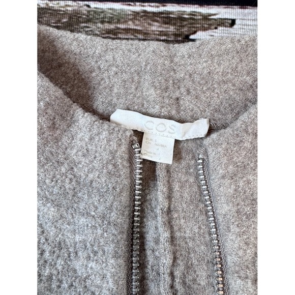 COS Women's Beige Tan Full Zip Wool Sweater Jacket Size Small Quiet Luxury - Picture 2 of 6